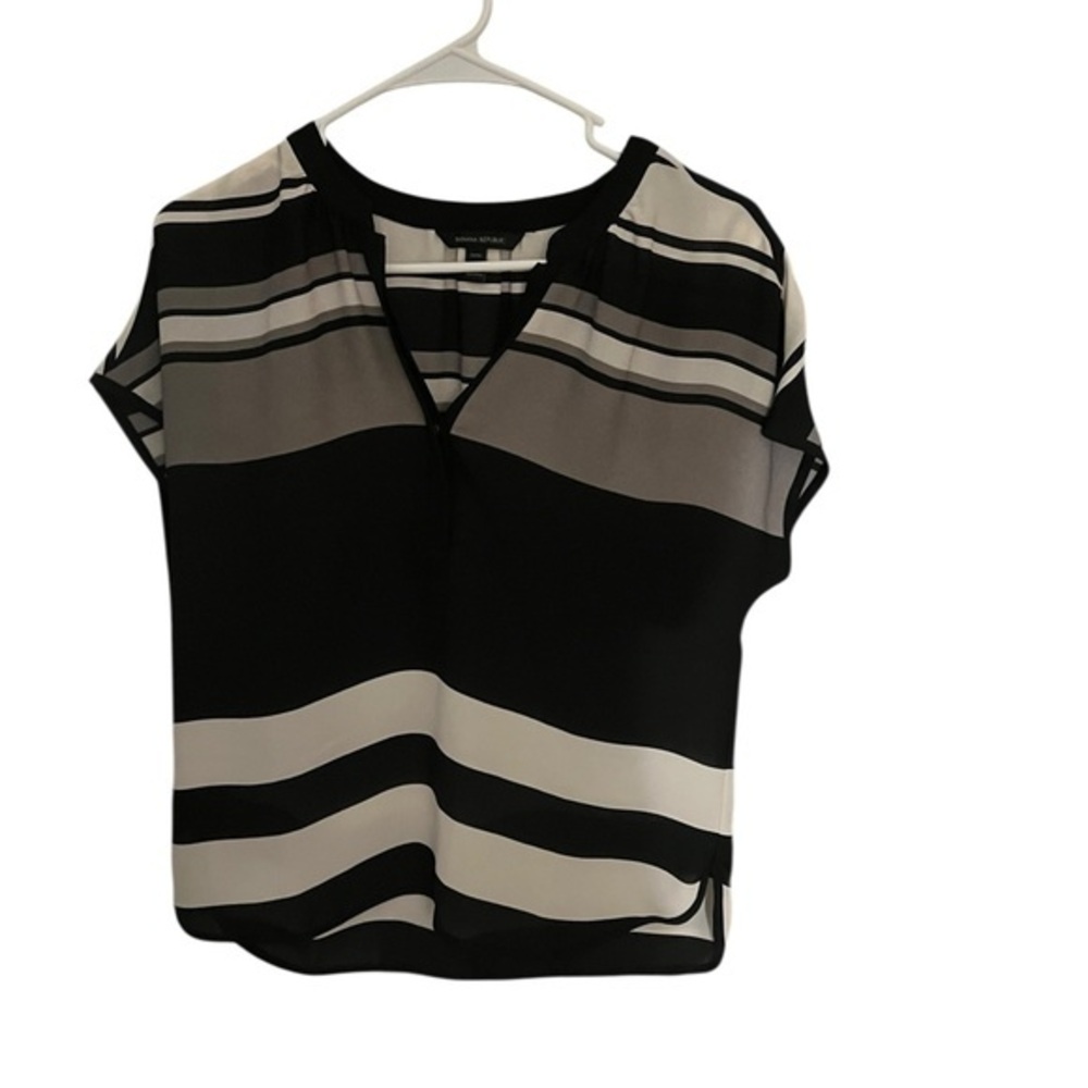 Banana republic Black, gray and cream Sz xs Striped Women's Top